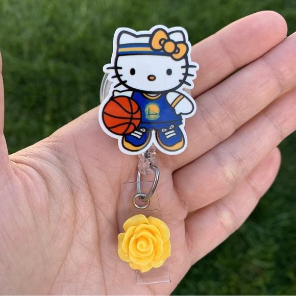 Sanrio hello kitty San Francisco Golden Warriors NBA badge Holder Reel - Picture 1 of 5